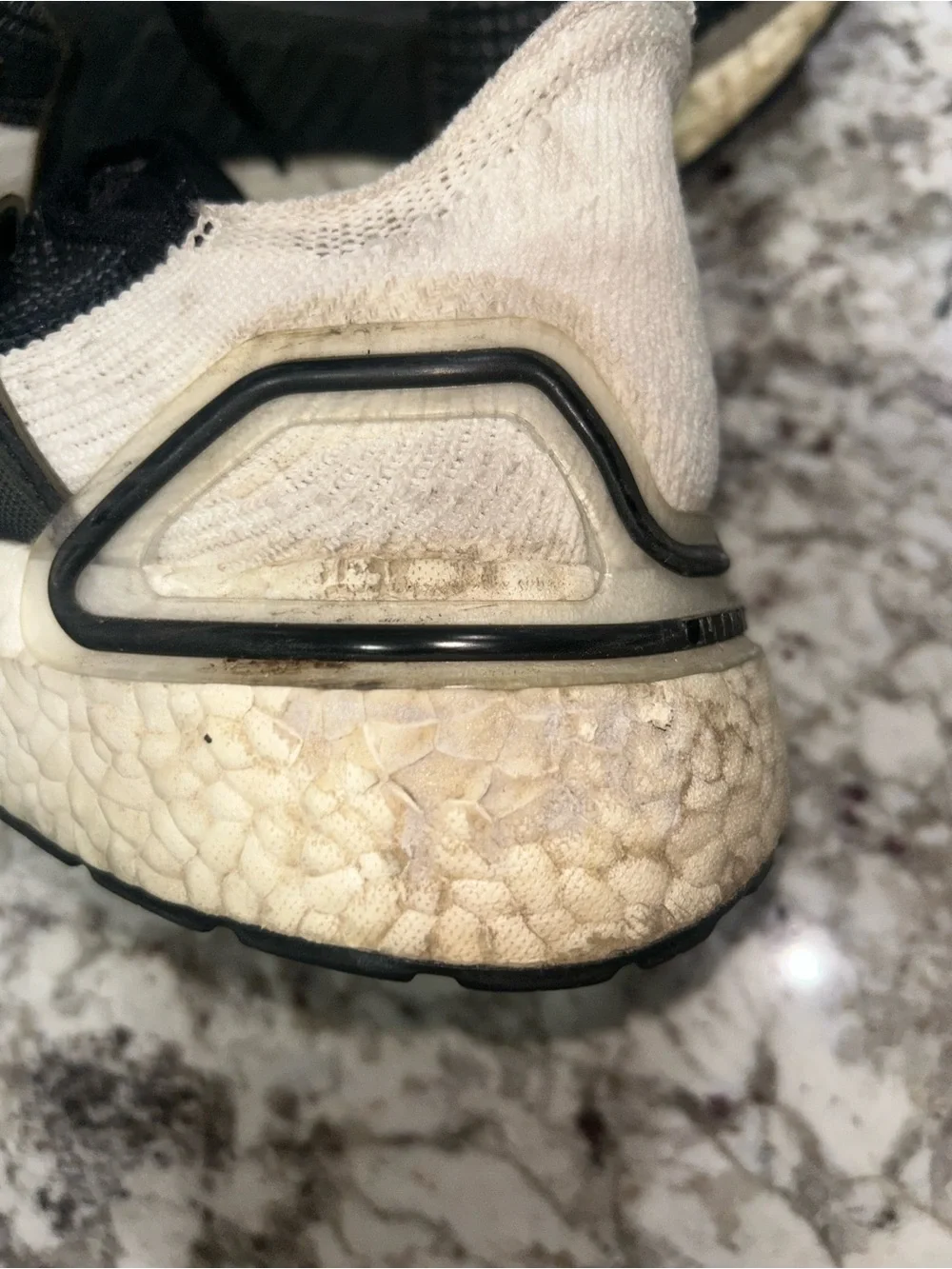 Adidas Ultra Boost Men’s 9.5 Black & White Athletic Running Shoes-Good Condition
